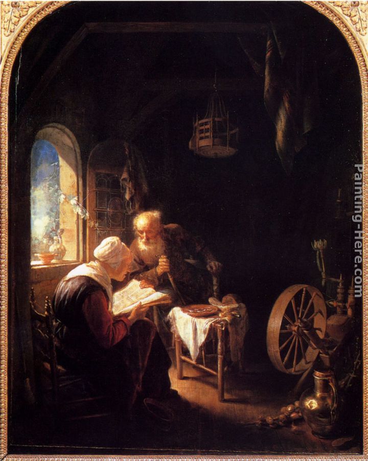 The Bible Lesson, Or Anne And Tobias painting - Gerrit Dou The Bible Lesson, Or Anne And Tobias art painting